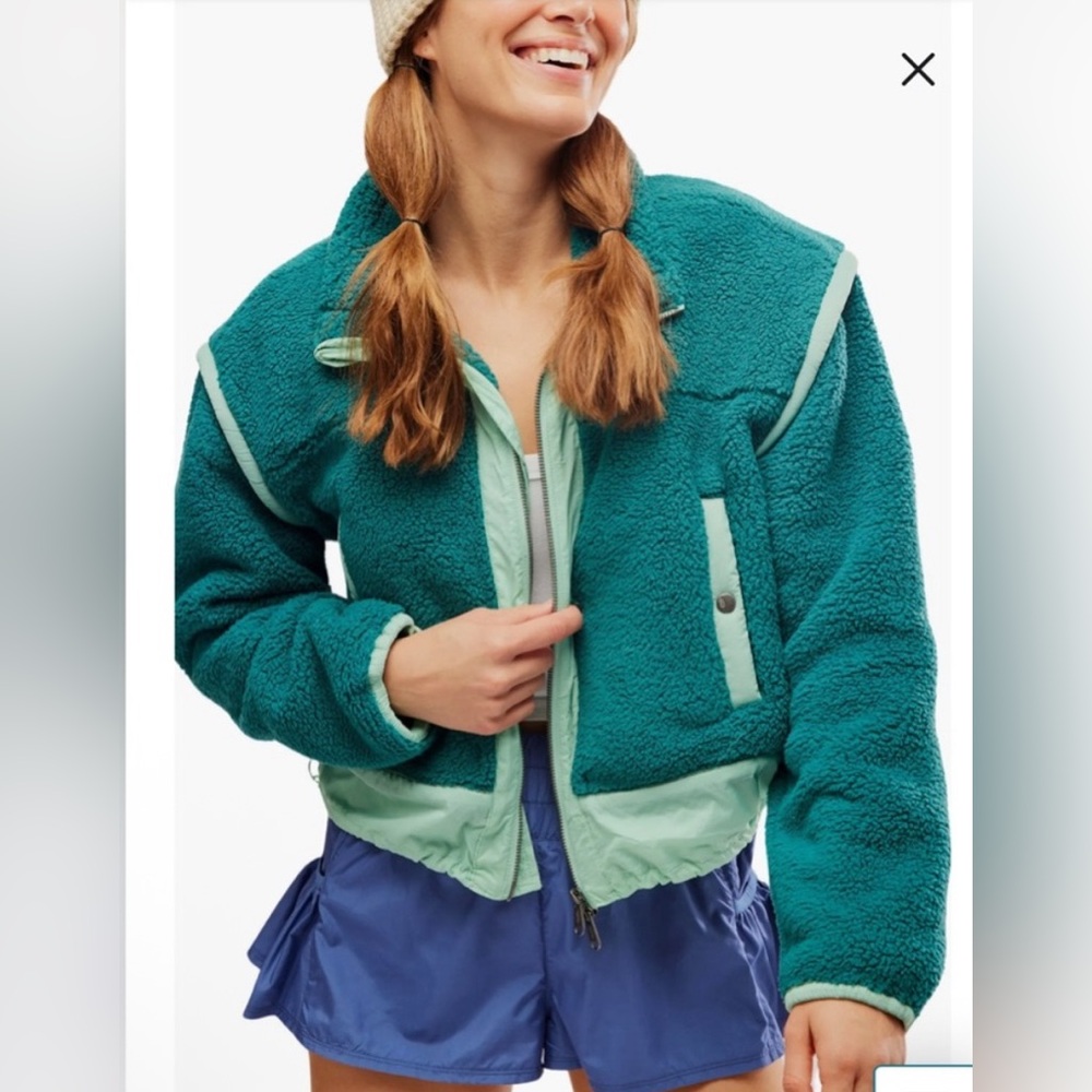 Free People Movement‎ Courtside Faux Shearling Jacket in Botanical Combo